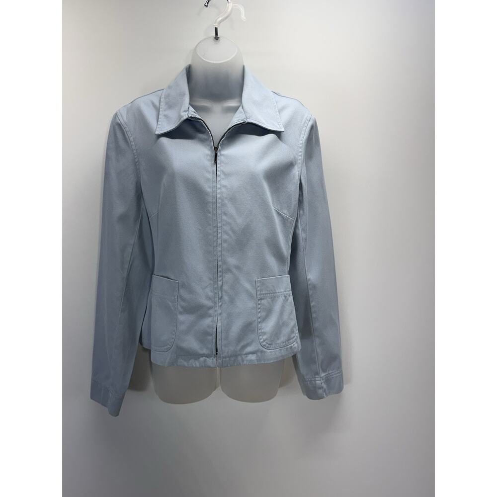 J. Crew Light Blue Cropped Cruiser Zip Up Jacket Women’s Size Large
